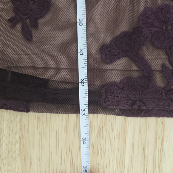 For Love‎ & Lemons Dress Womens Medium Burgundy Floral Embroidered Mesh Mini - Picture 6 of 10